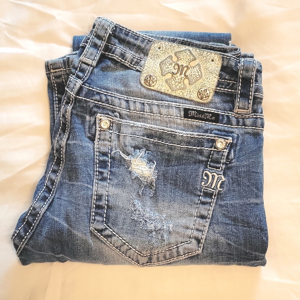 Miss Me Light Wash Distressed Boot Cut Jeans
